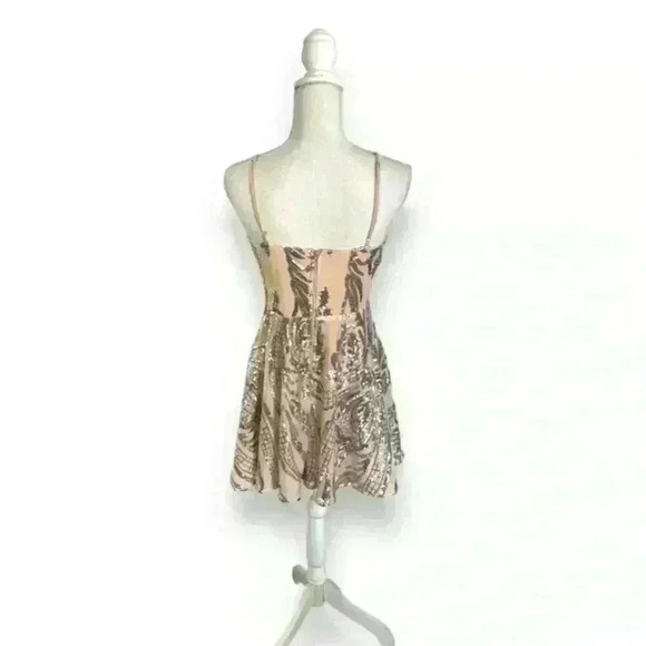 Windsor Deep V Blush Dress With Silver Sequins Size M NWT - Picture 3 of 5